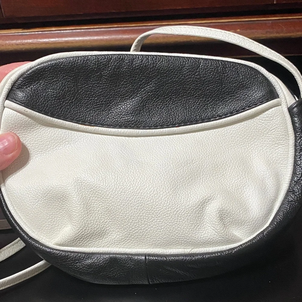 Vintage Black and White Women's leather Crossbody Bag